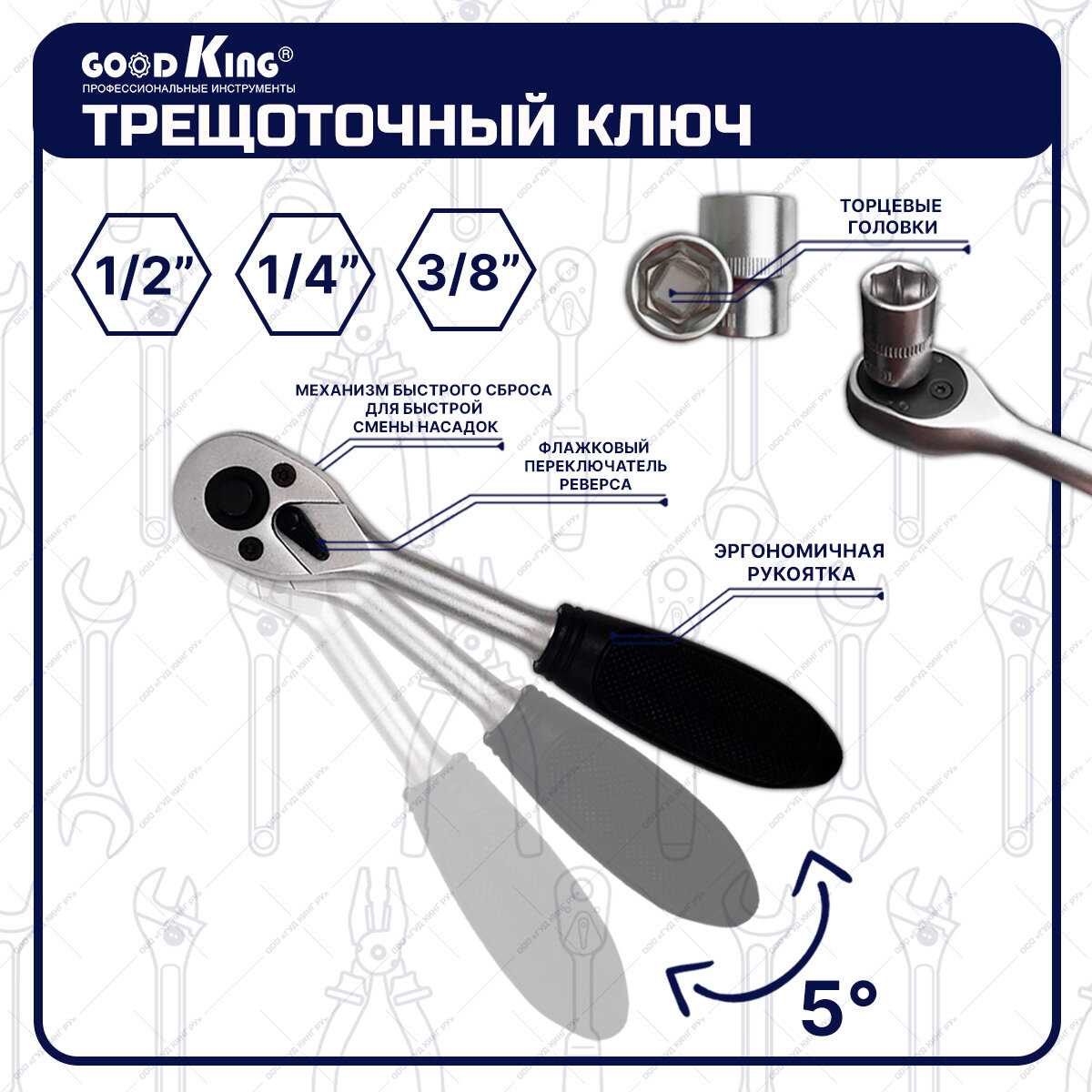 Набор ручных инструментов GOODKING Набор ручных инструментов в чемодане (B-10127) фотография 5