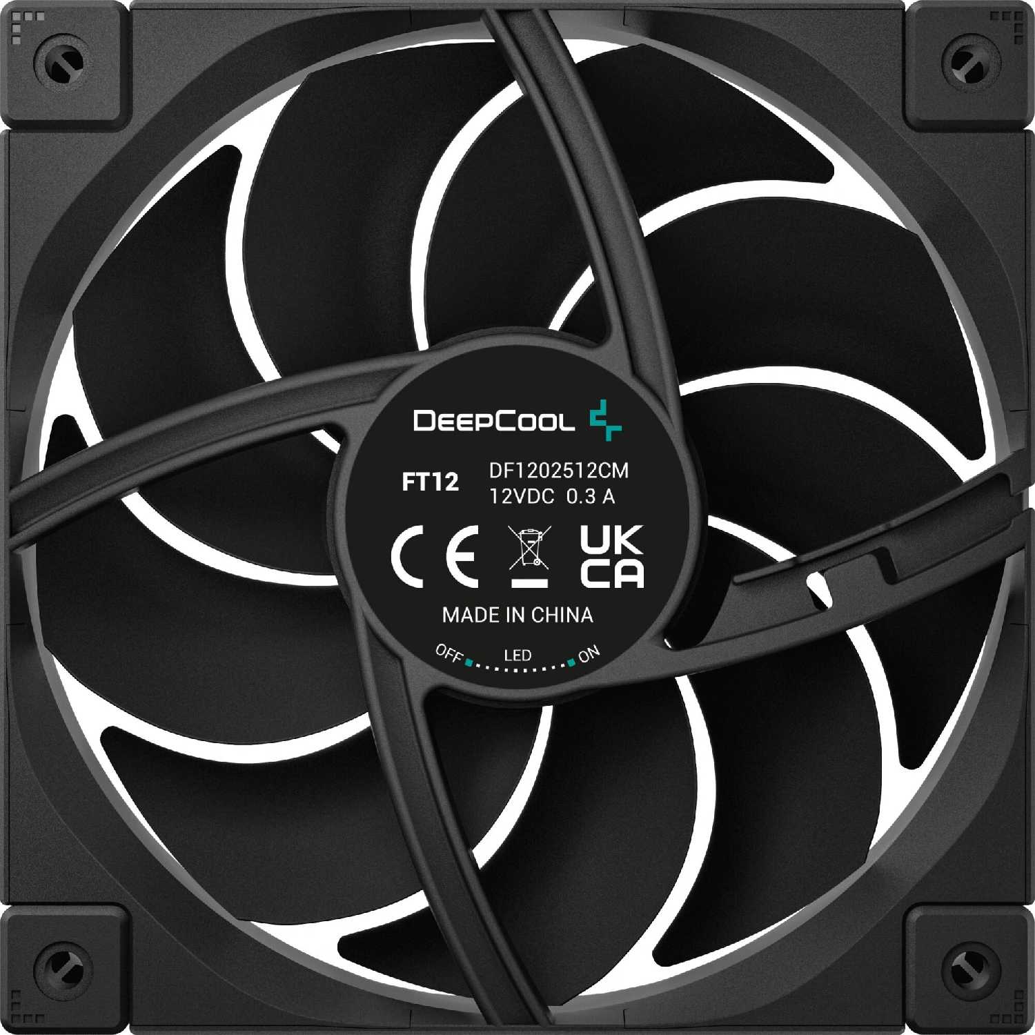 Вентилятор DEEPCOOL FT12 [120x120x25mm, PWM, White LED, 500-2150об/мин] фотография 1