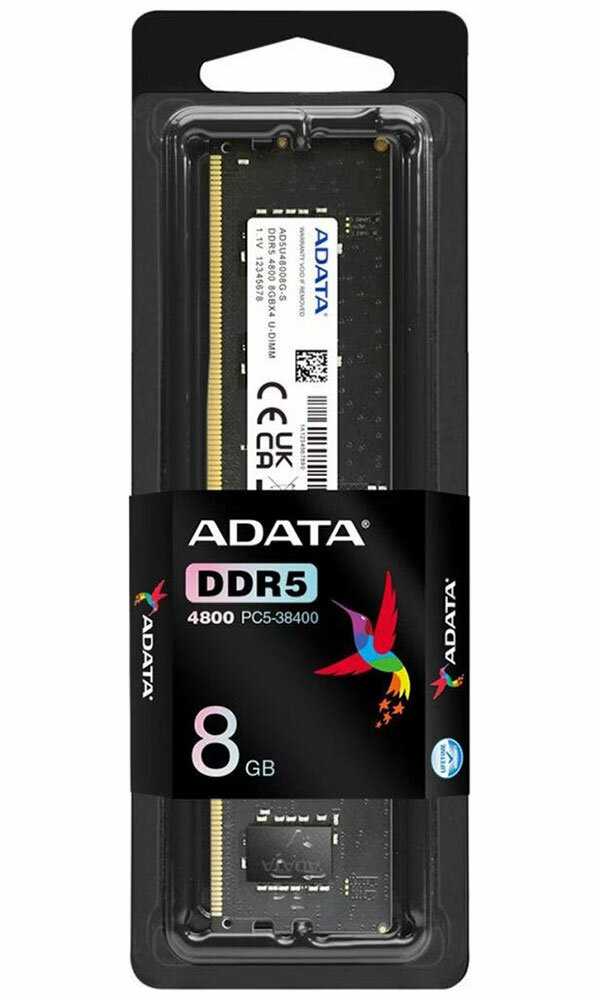 Модуль памяти ADATA 8GB DDR5 4800 UDIMM (AD5U48008G-S) фотография 5