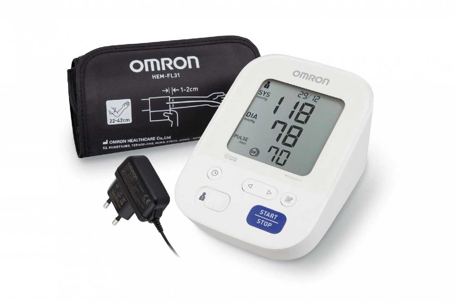 Тонометр Omron M3 Comfort + адаптер + универсальная манжета (HEM-7155-ALRU) фотография 1