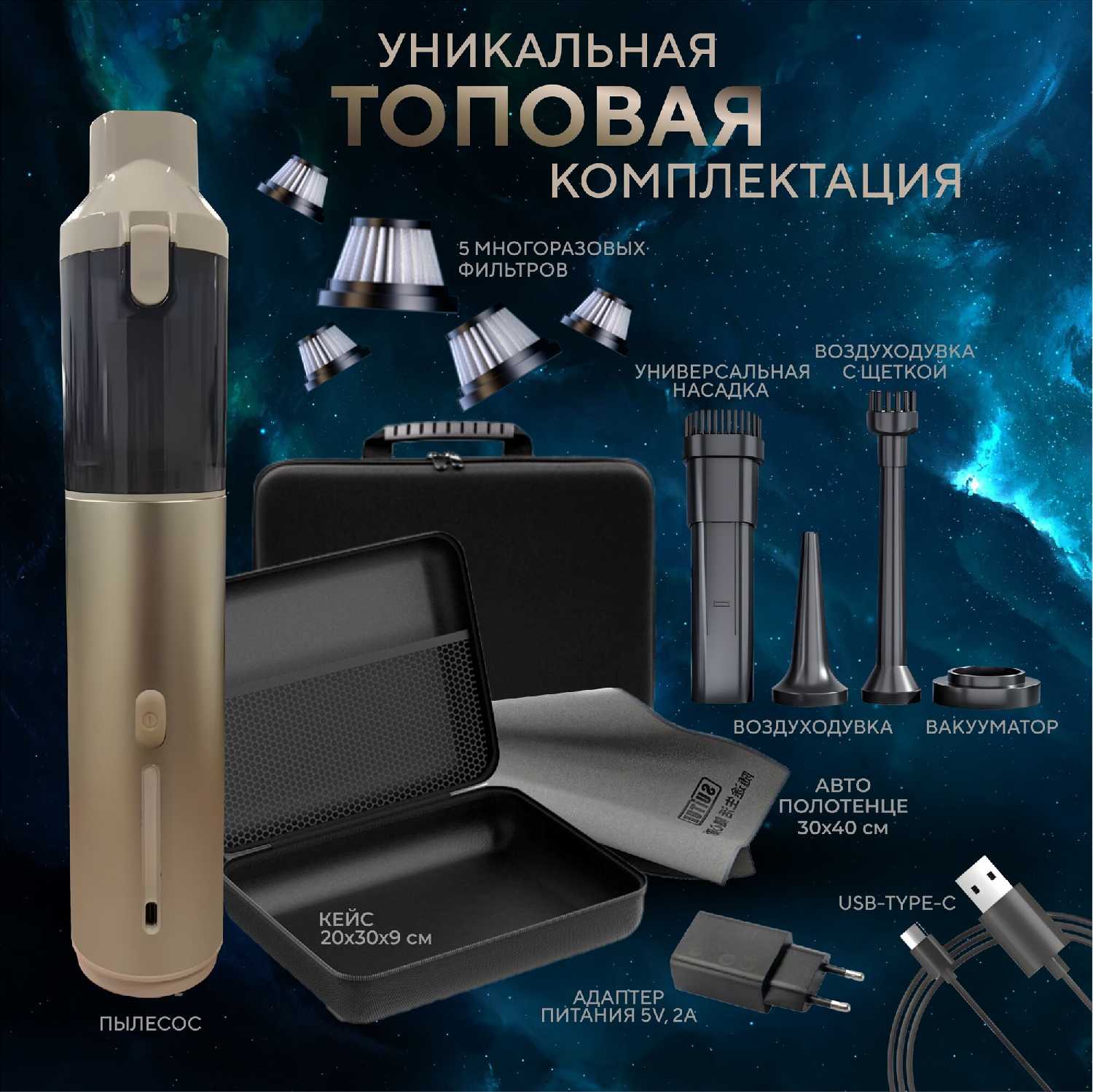 Автомобильный пылесос беспроводной фотография 1