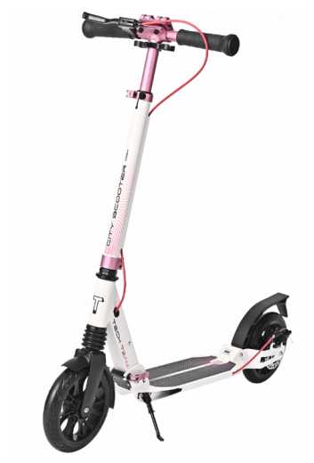 Самокат Tech Team City scooter Disk Brake, бело-розовый 2022