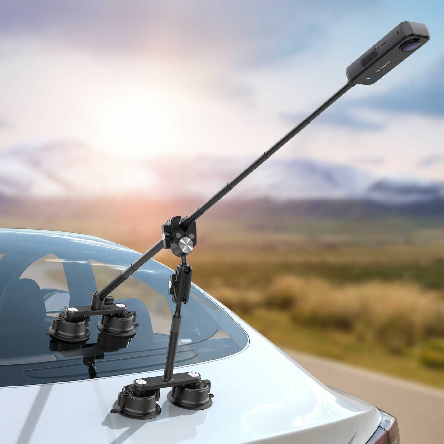 Крепление на автомобиль 4 Car suction cup holder Происки + монопод (insta360 x4/x3 GoPro) фотография 3