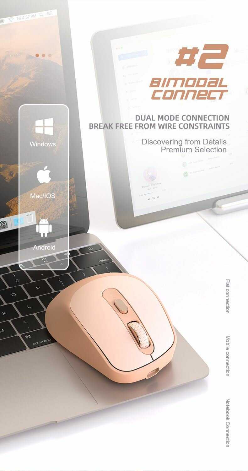 Игровая беспроводная Мышь ZiyouLang X7 Bluetooth + 2.4G DPI 4000 фотография 5