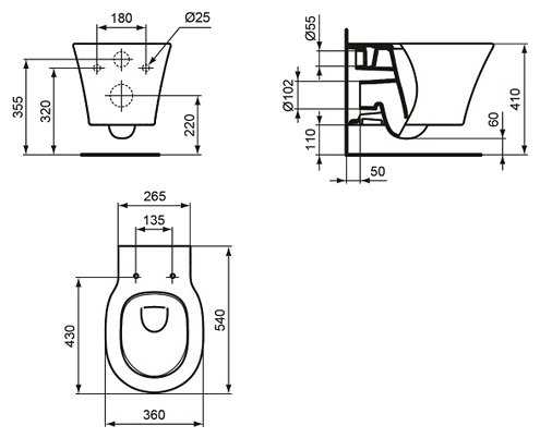 Чаша унитаза подвесная Ideal STANDARD Connect E005401 с горизонтальным выпуском фотография 1
