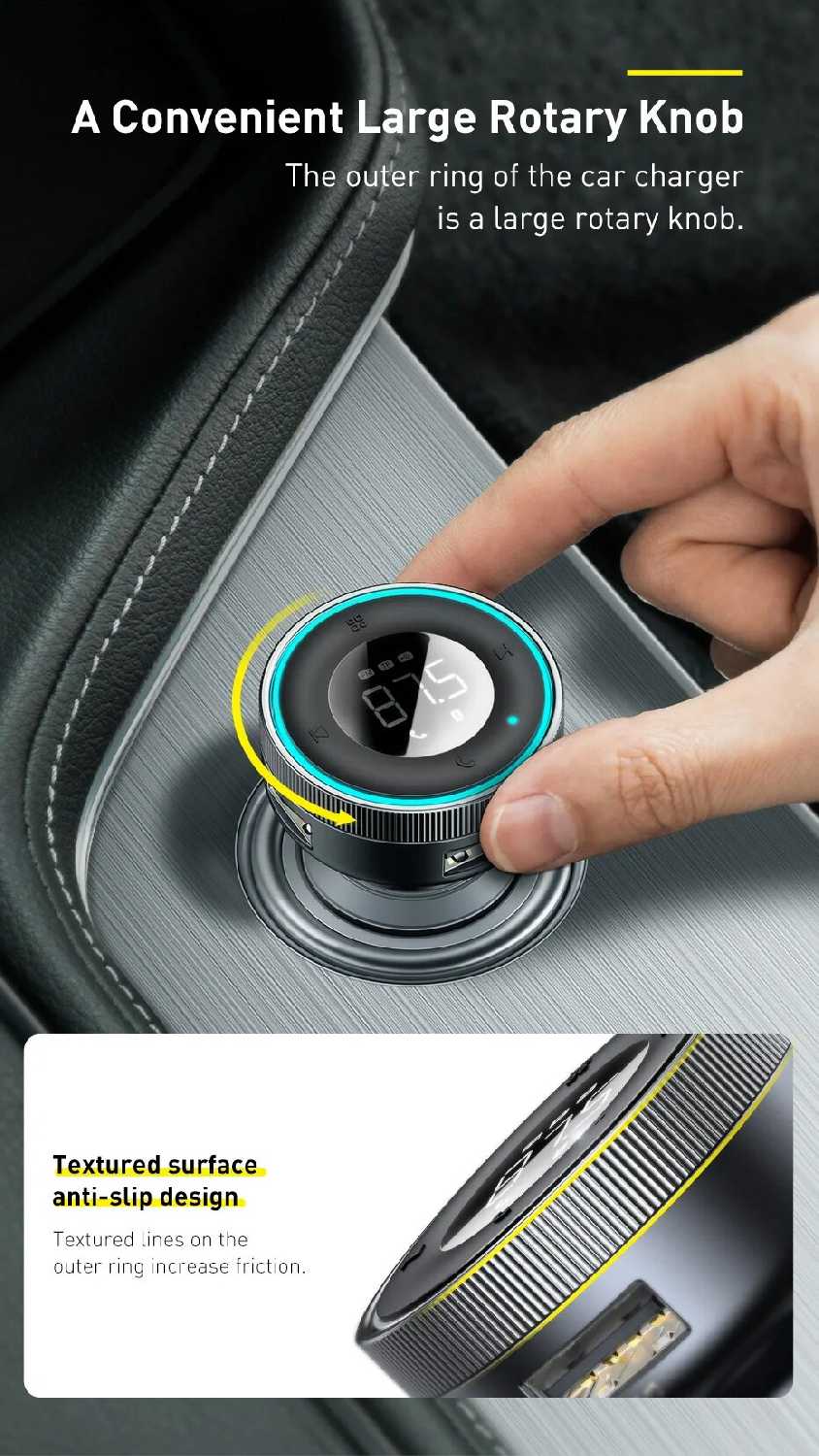 FM-трансмиттер Baseus FM-трансмиттер с поддержкой Bluetooth 5,0 и 2 USB-портами (Black Low Noise) фотография 11