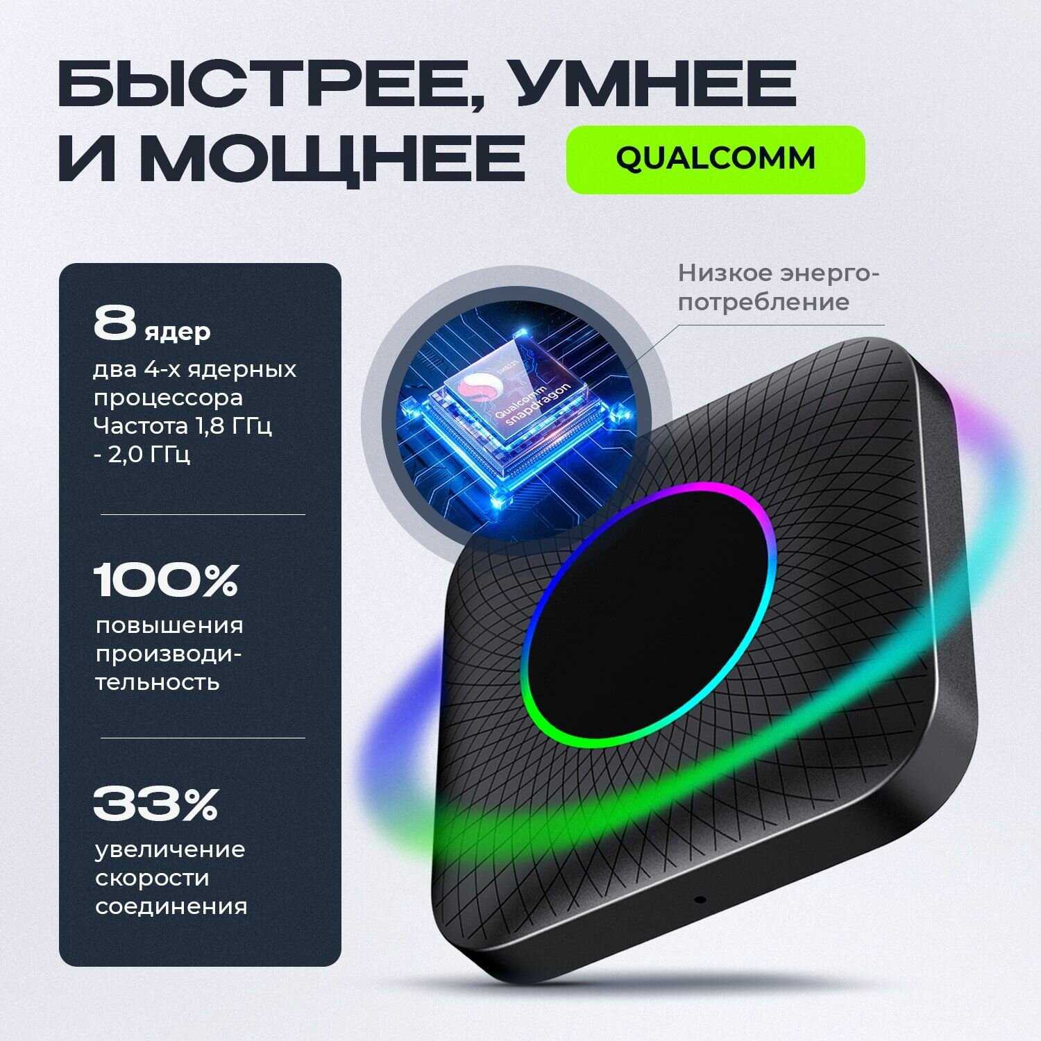 Беспроводной CarPlay TBox Ambient, Android 13, 8+128 Гб, 8-ядерный Qualcomm 6225, 4G LTE фотография 8