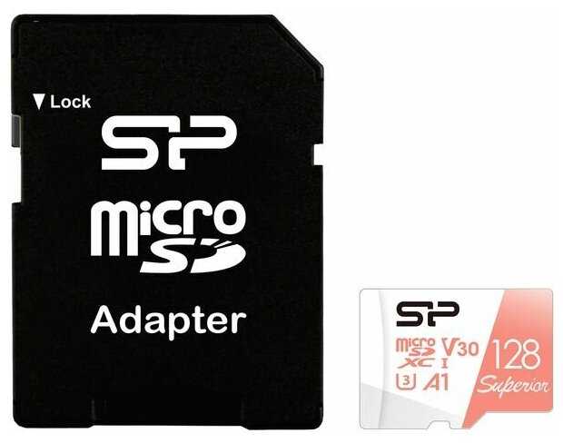 Карта памяти Silicon Power Superior DV3 microSDXC UHS-I Class 10 128GB с адаптером