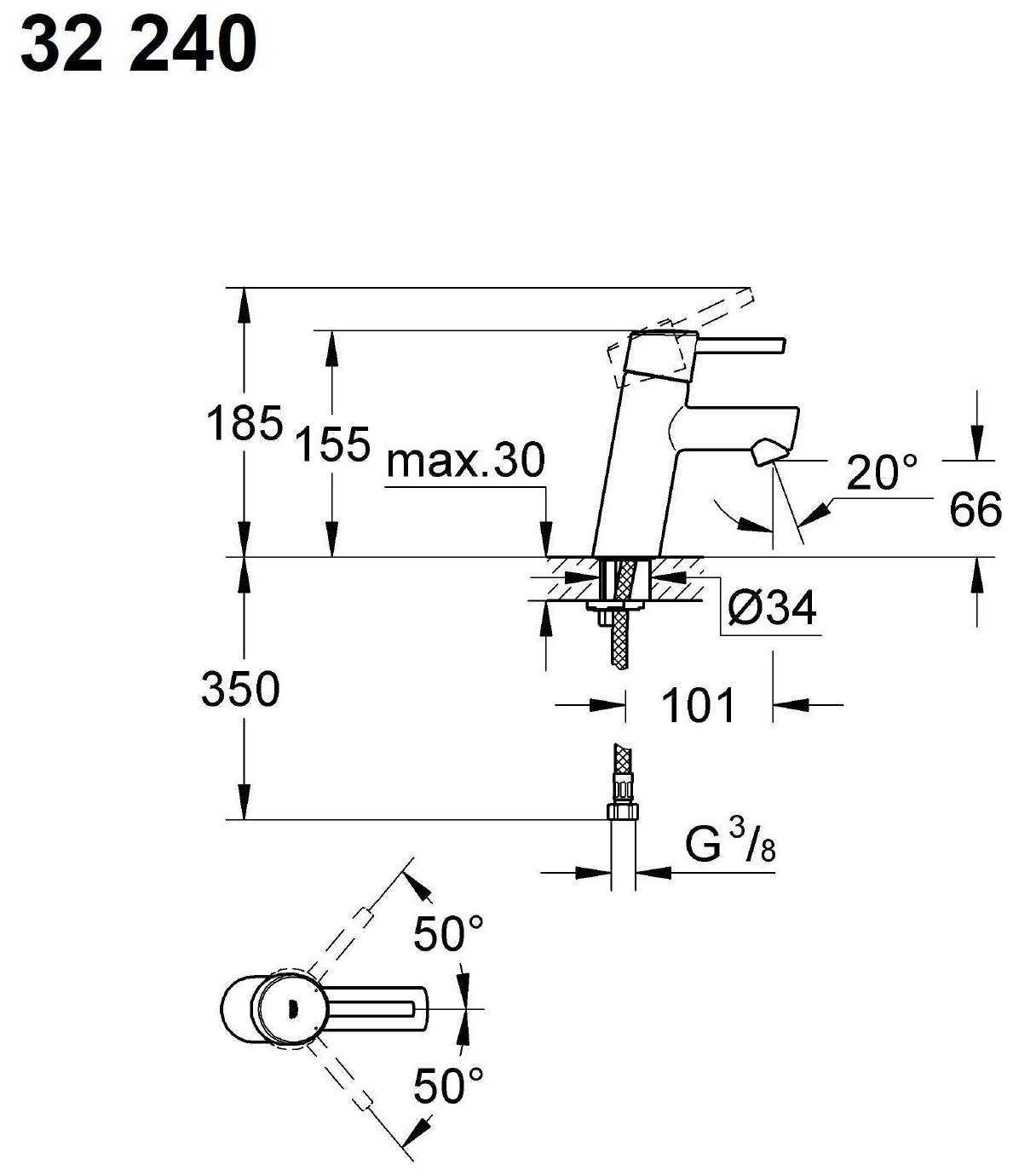 Смеситель для раковины Grohe Concetto (3224010E) фотография 4