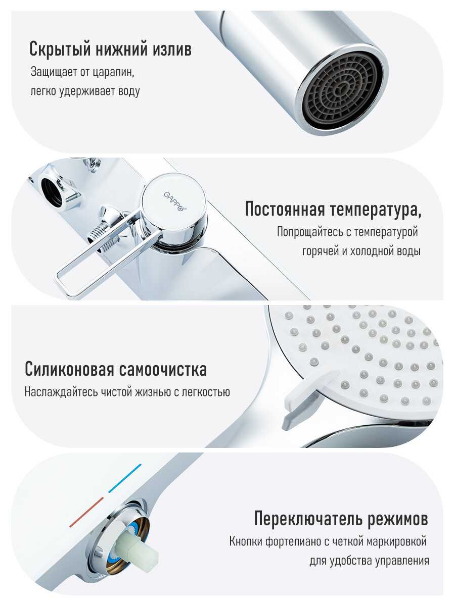 Душевой комплект GAPPO с регулировкой температуры и холода с полочкой (YG2496-20) фотография 7