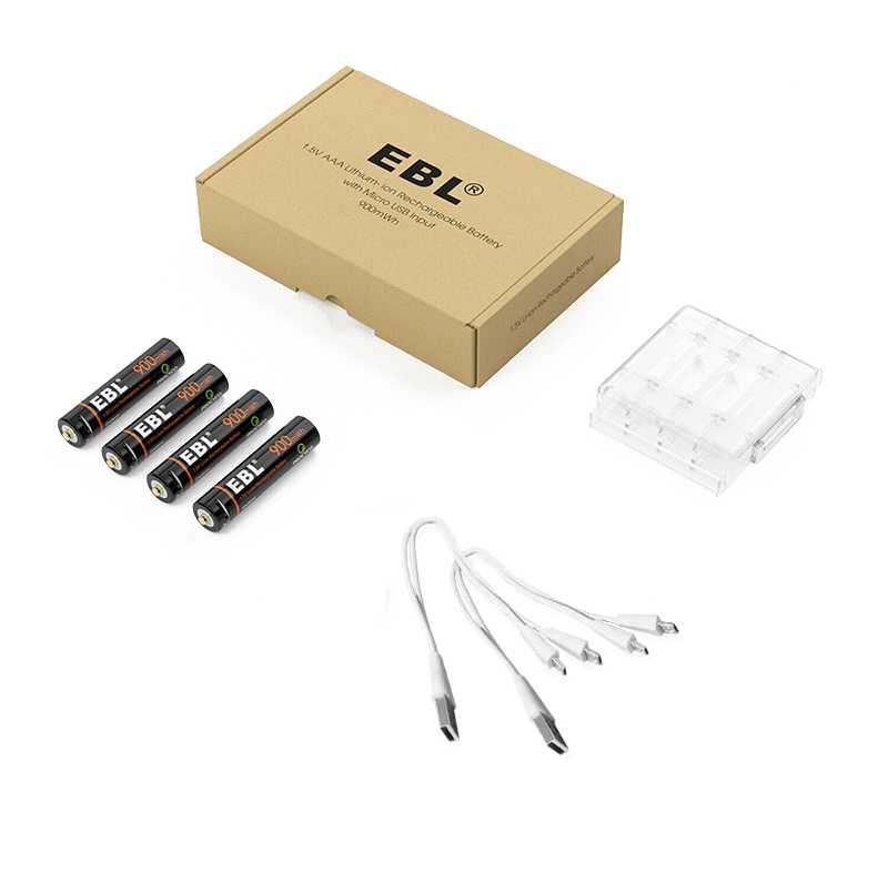 Комплект аккумуляторных батарей EBL USB Rechargeable AAA (4шт + зарядный кабель) фотография 8