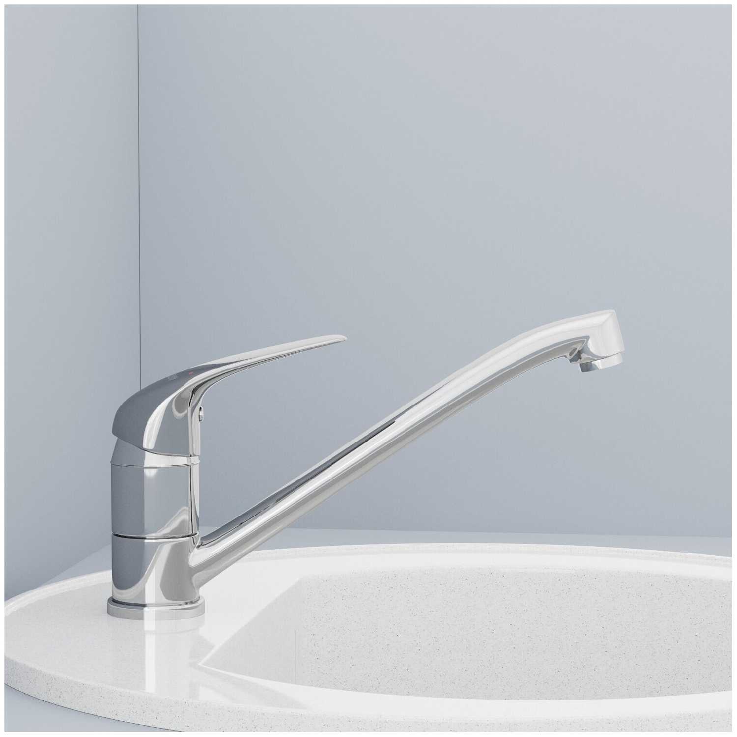 Смеситель для кухни AVRORA Glade AV3020 с низким поворотным изливом фотография 3