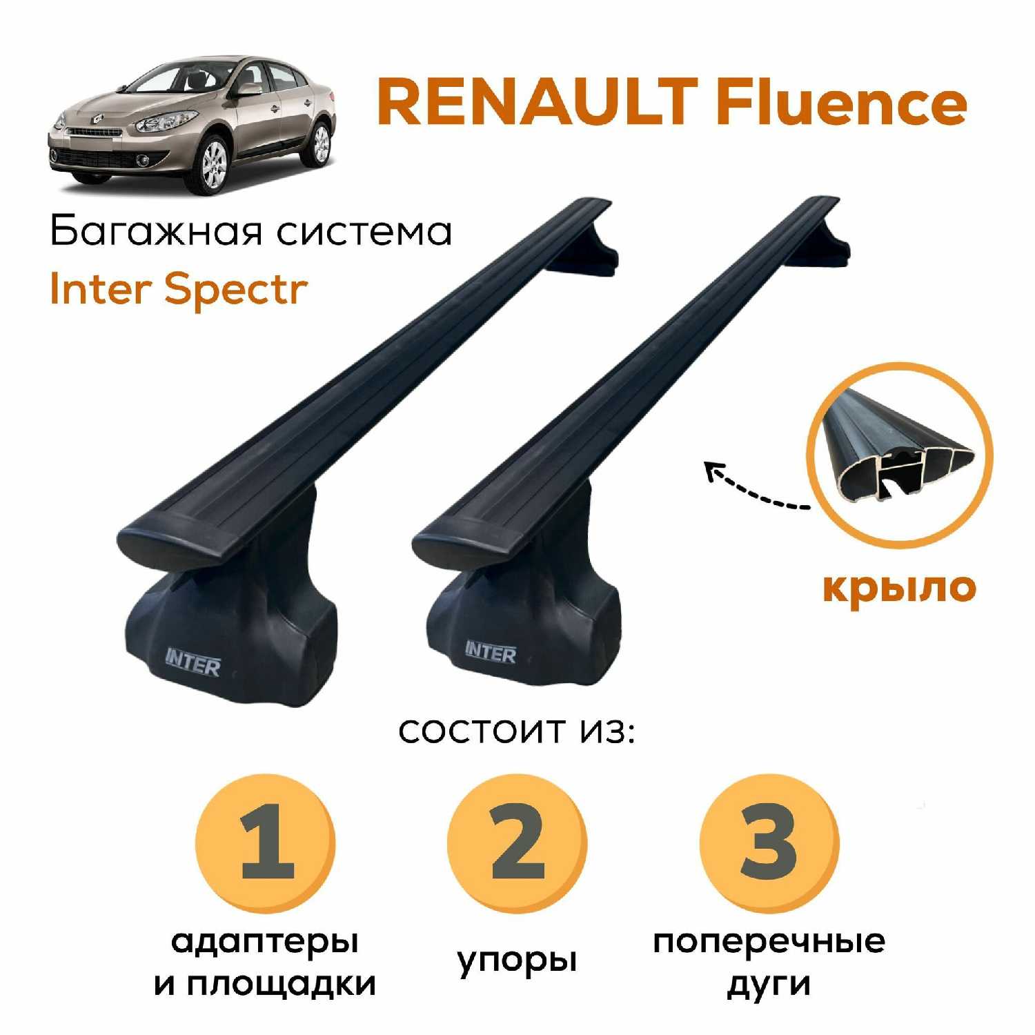 Багажник Renault Inter Spectr аэро 120см (Рено Флюенс) фотография 10