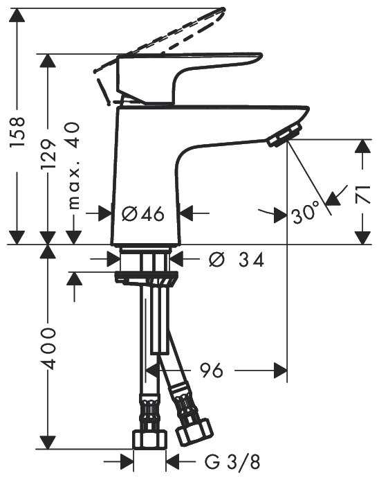 Смеситель для раковины (умывальника) hansgrohe Talis E 71701000, рычажный фотография 1