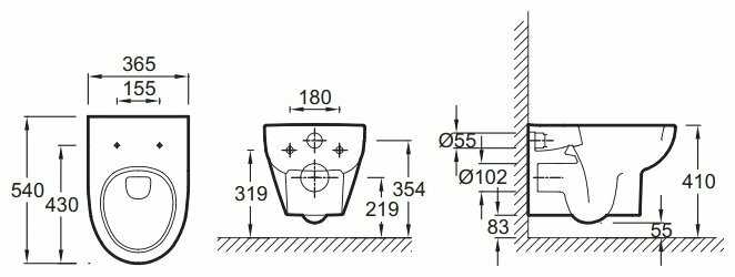 Чаша унитаза подвесная Jacob Delafon Odeon Up E4570-00 с горизонтальным выпуском фотография 1