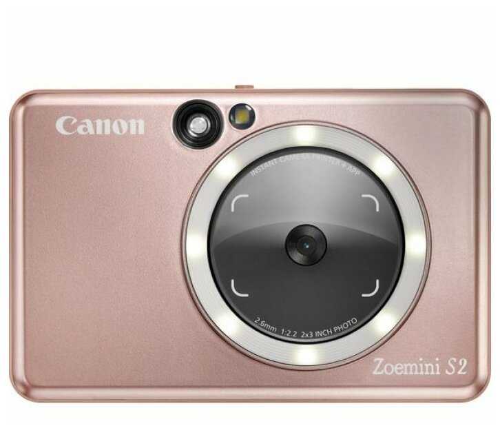 Камера и принтер моментальной печати Canon Zoemini S2, розовое золото фотография 11