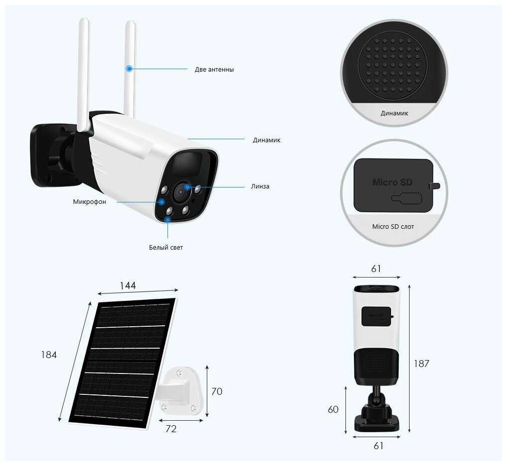 Автономная ip камера видеонаблюдения WiFi Onviz S454, видеокамера с аккумулятором и солнечной панелью, беспроводная уличная камера видеонаблюдения фотография 4