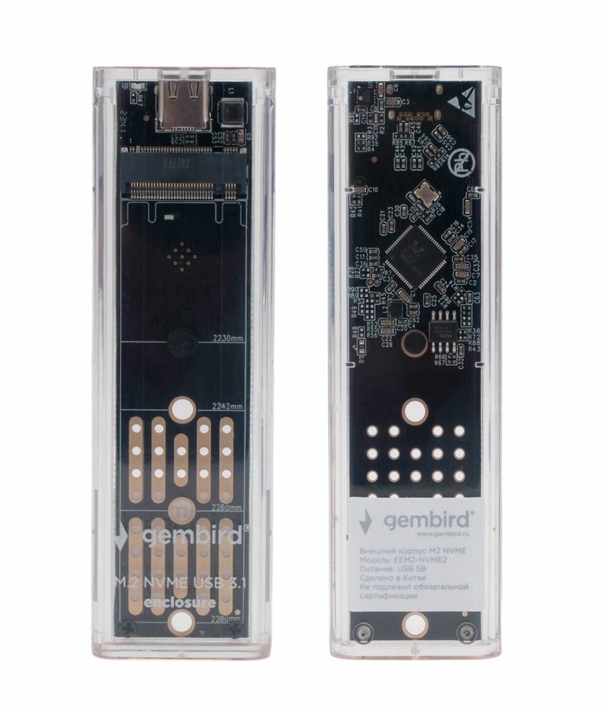Внешний корпус Gembird Transparent (EEM2-NVME-2) фотография 1