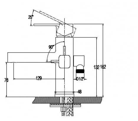 Смеситель для раковины (умывальника) KAISER Sharp 64088, рычажный фотография 1