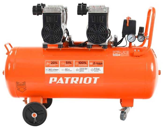 Компрессор безмасляный PATRIOT WO 80-360, 80 л, 2.2 кВт фотография 2