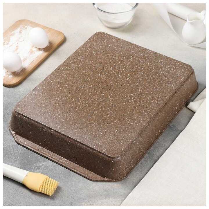 Противень Гранит brown, 30×40 см, антипригарное покрытие, цвет коричневый фотография 2