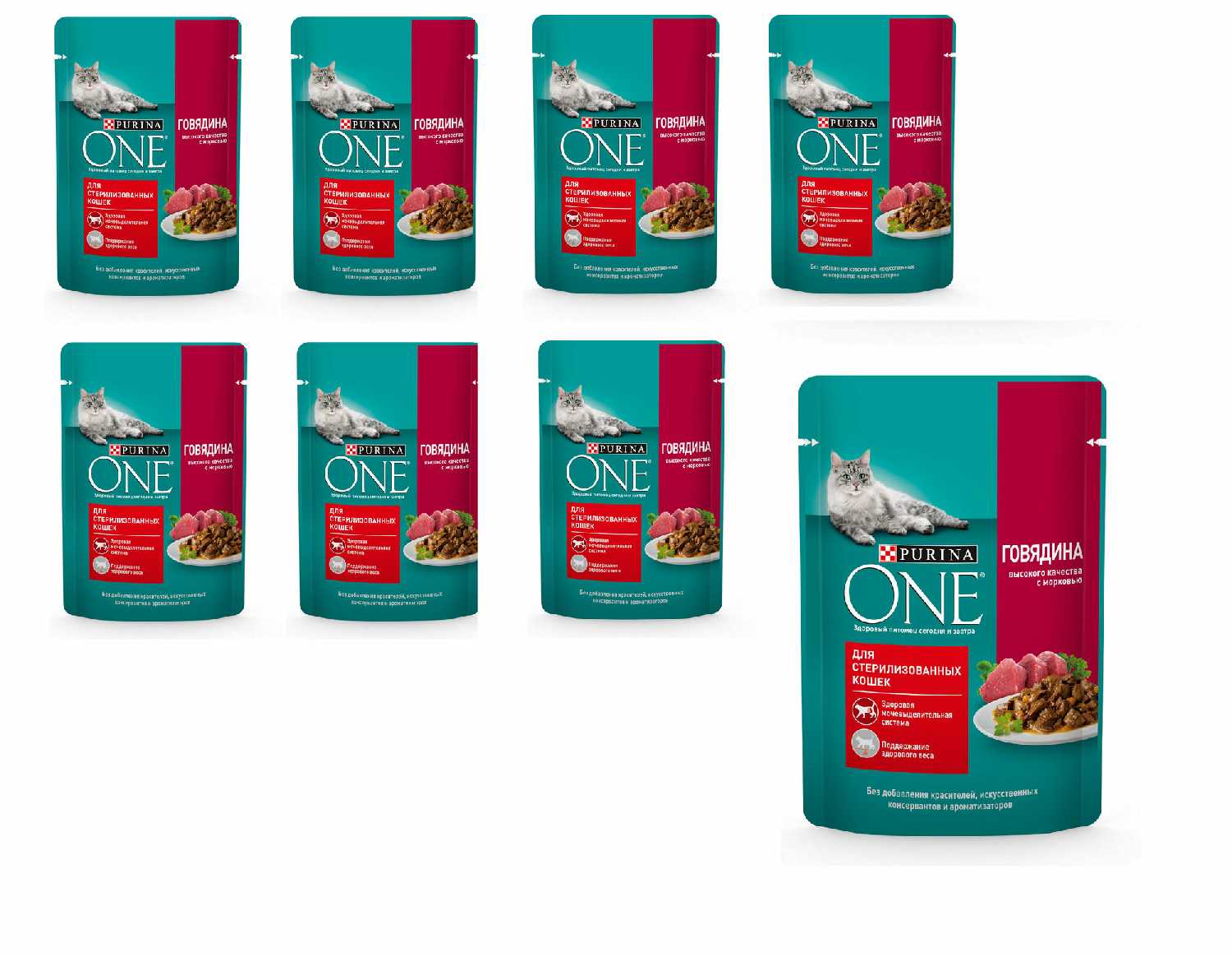 Корм Purina ONE с говядиной и морковью (кусочки в соусе) фотография 3
