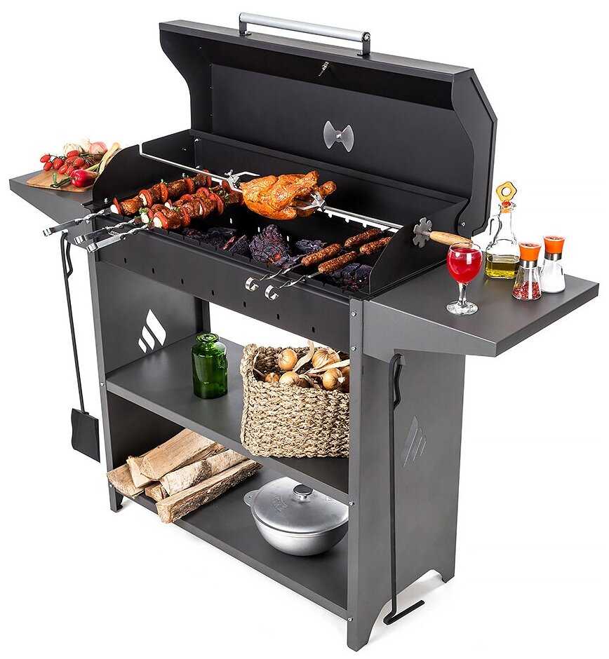 Гриль на дровах Gratar Professional Standart BBQ, 44.5х158.2х111 см фотография 4