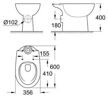 Унитаз-компакт Grohe Bau Ceramic 39349000 с горизонтальным выпуском фотография 1