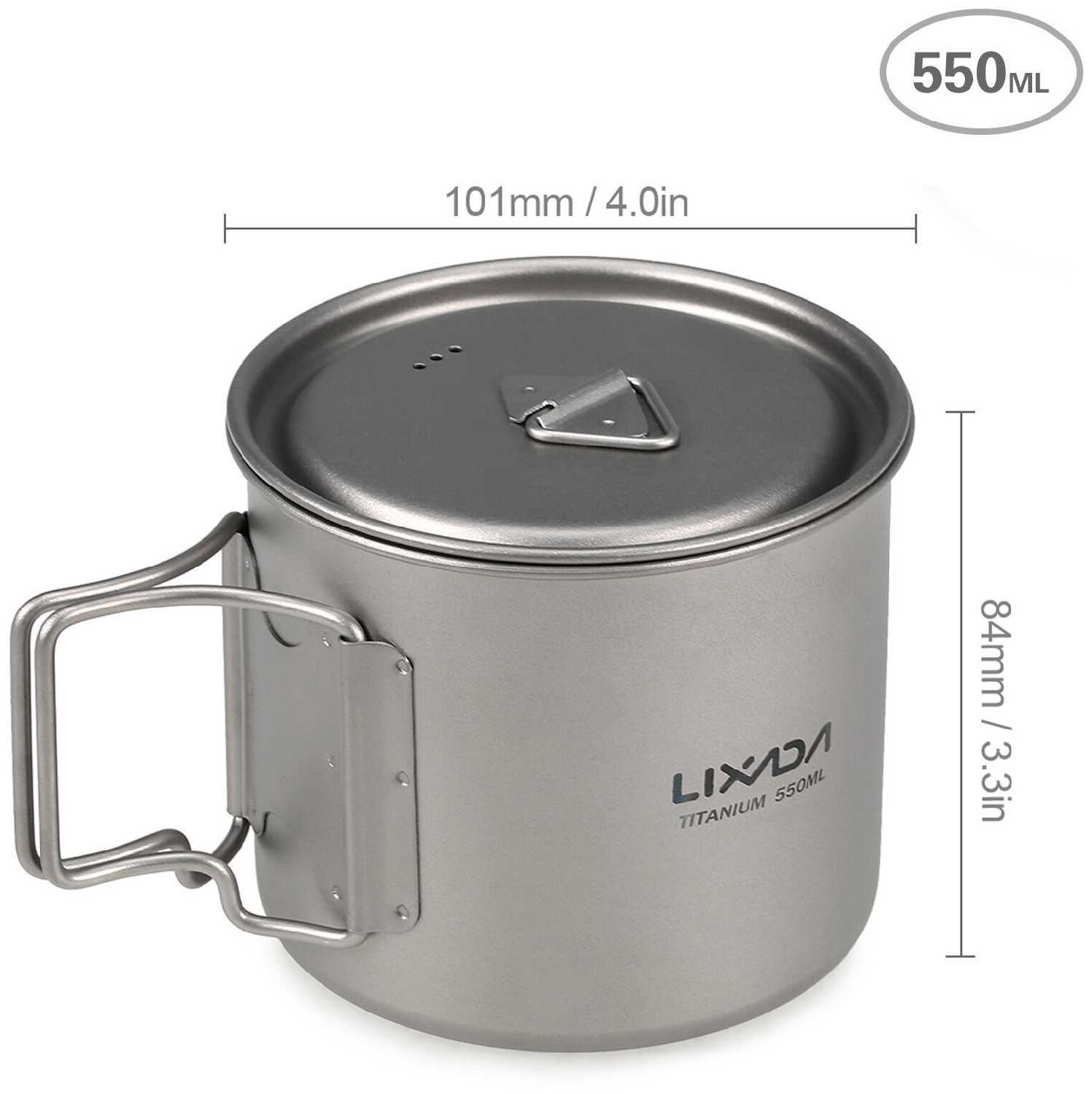 Кружка титановая туристическая 550мл с крышкой, походная, для кемпинга фотография 3