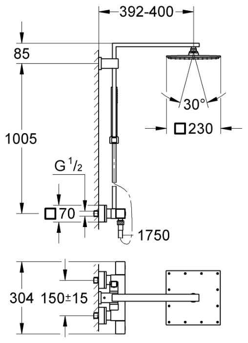 Душевая стойка Grohe Euphoria Cube XXL System 230 26087000, хром фотография 1