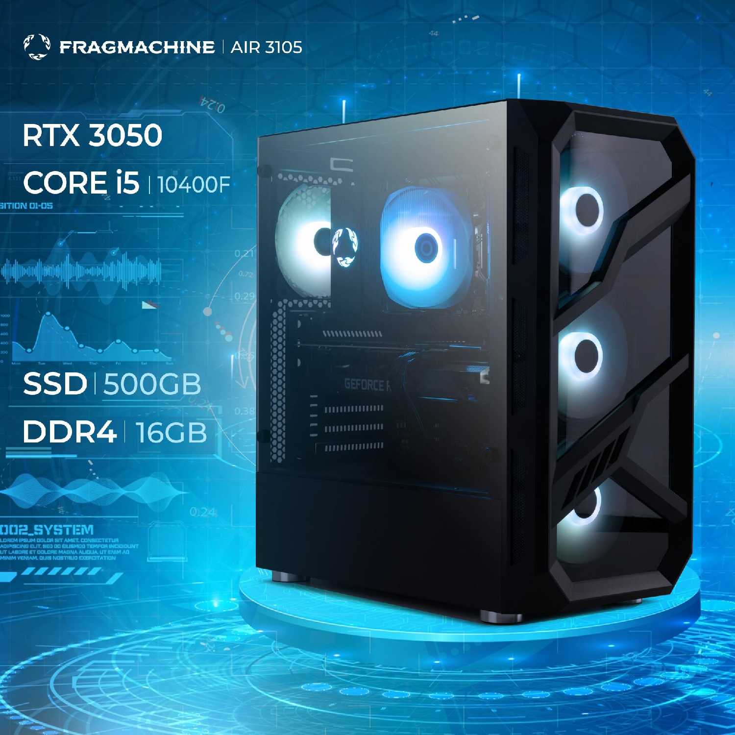 Игровой компьютер FragMachine Air 3105 (i5-10400F, 16GB DDR4, SSD 500Gb, RTX 3060 8Gb) фотография 15