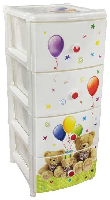 Бельевой комод Альтернатива Для игрушек 4 секции (круглые ручки, широкий)