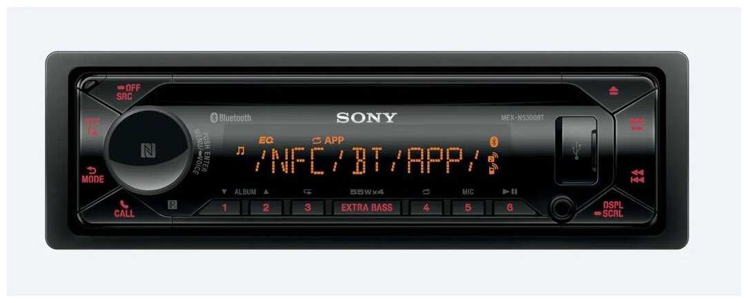 Автомагнитола Sony MEX-N5300BT USB, 3RCA, CD-привод, BT, FLAC, 4*55Вт, мультицвет фотография 1
