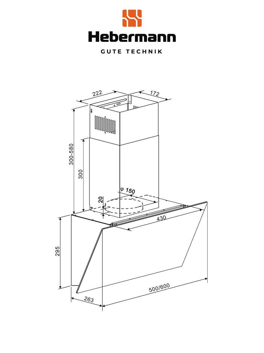 Наклонная кухонная вытяжка Hebermann HBKH 60.4 фотография 6