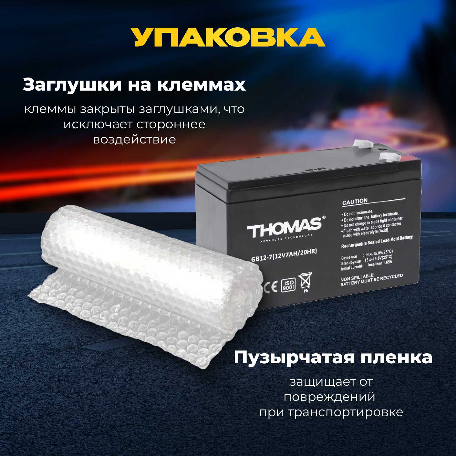 Аккумулятор THOMAS AGM F1/T1 (12V 7Ah) фотография 4