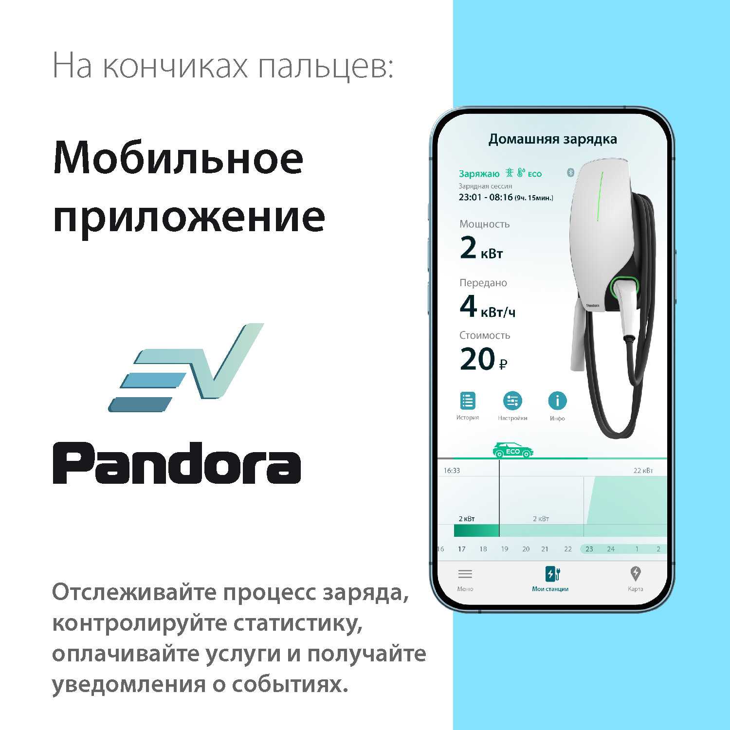Зарядная станция Pandora с кабелем GB/T фотография 1