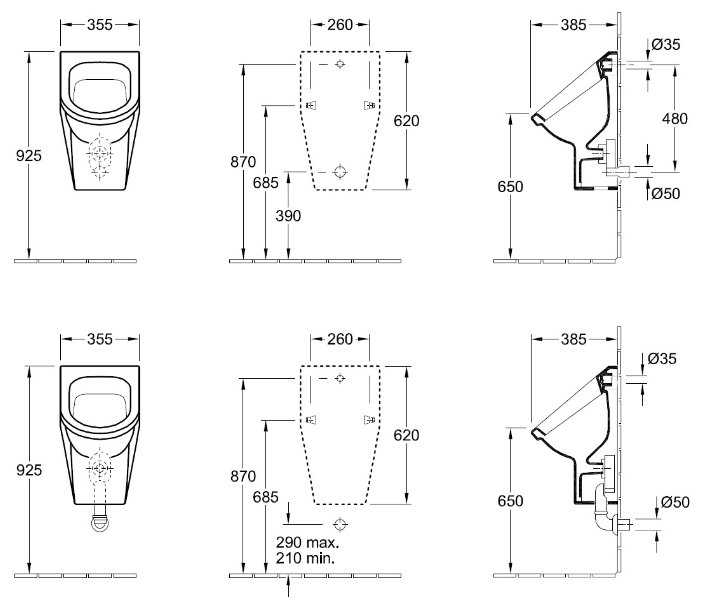 Писсуар подвесной Villeroy & Boch Omnia Architectura 55740001 с горизонтальным выпуском фотография 1