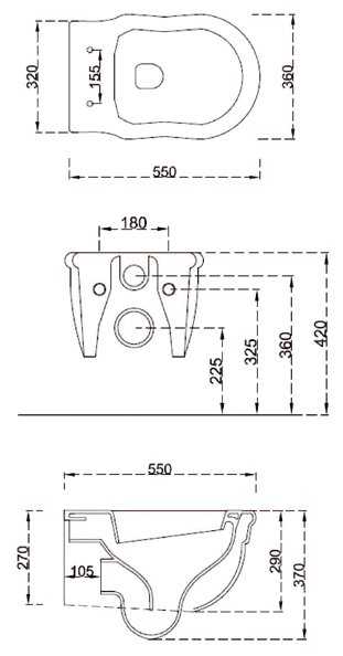 Чаша унитаза подвесная CAPRIGO Boheme DW10 с горизонтальным выпуском фотография 1