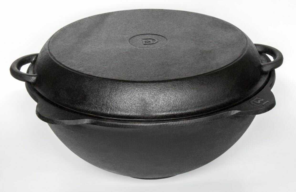 Казан DavrMetall Казан с крышкой сковородкой 6 л (плоское дно) фотография 4