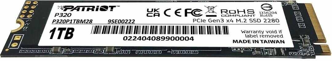 Твердотельный накопитель Patriot P320 [1TB 2280 PCI-E 3.0 x4] [P320P1TBM28] фотография 1