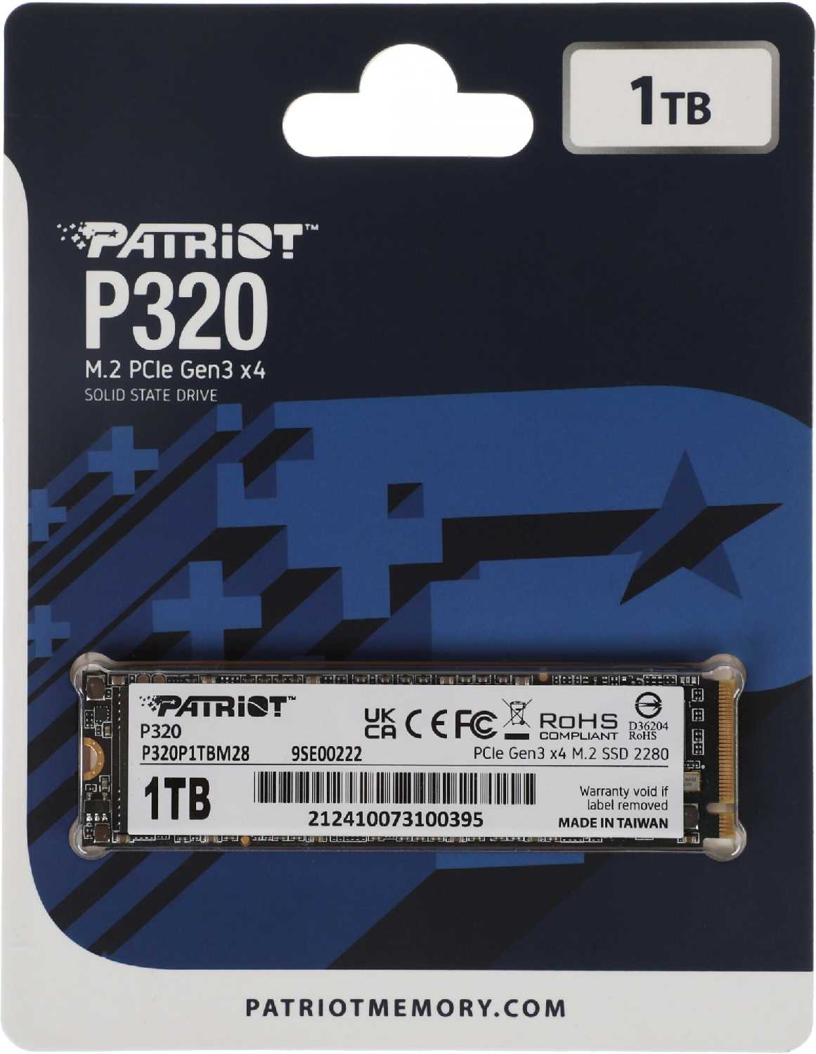 Твердотельный накопитель Patriot P320 [1TB 2280 PCI-E 3.0 x4] [P320P1TBM28] фотография 2