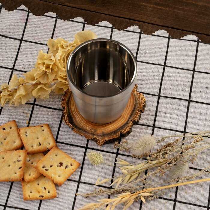 Стакан походный 180 мл, нержавеющая сталь, двойное дно фотография 1