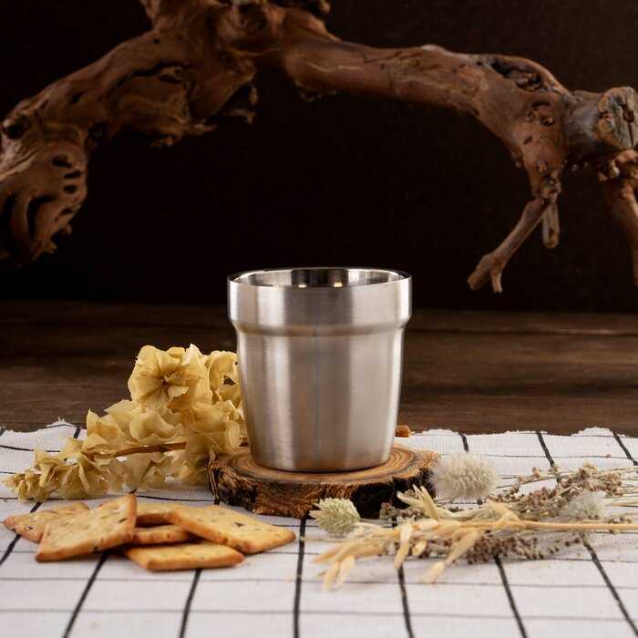 Стакан походный 180 мл, нержавеющая сталь, двойное дно фотография 2