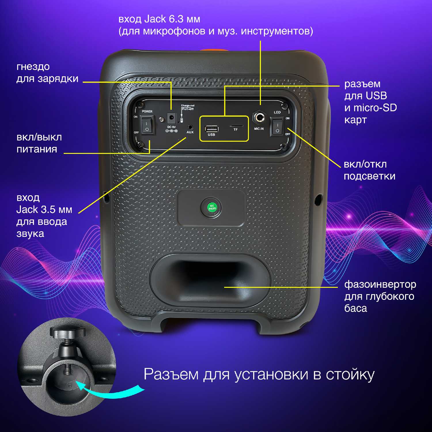 Беспроводная портативная колонка NOIR-audio PartyBox фотография 9