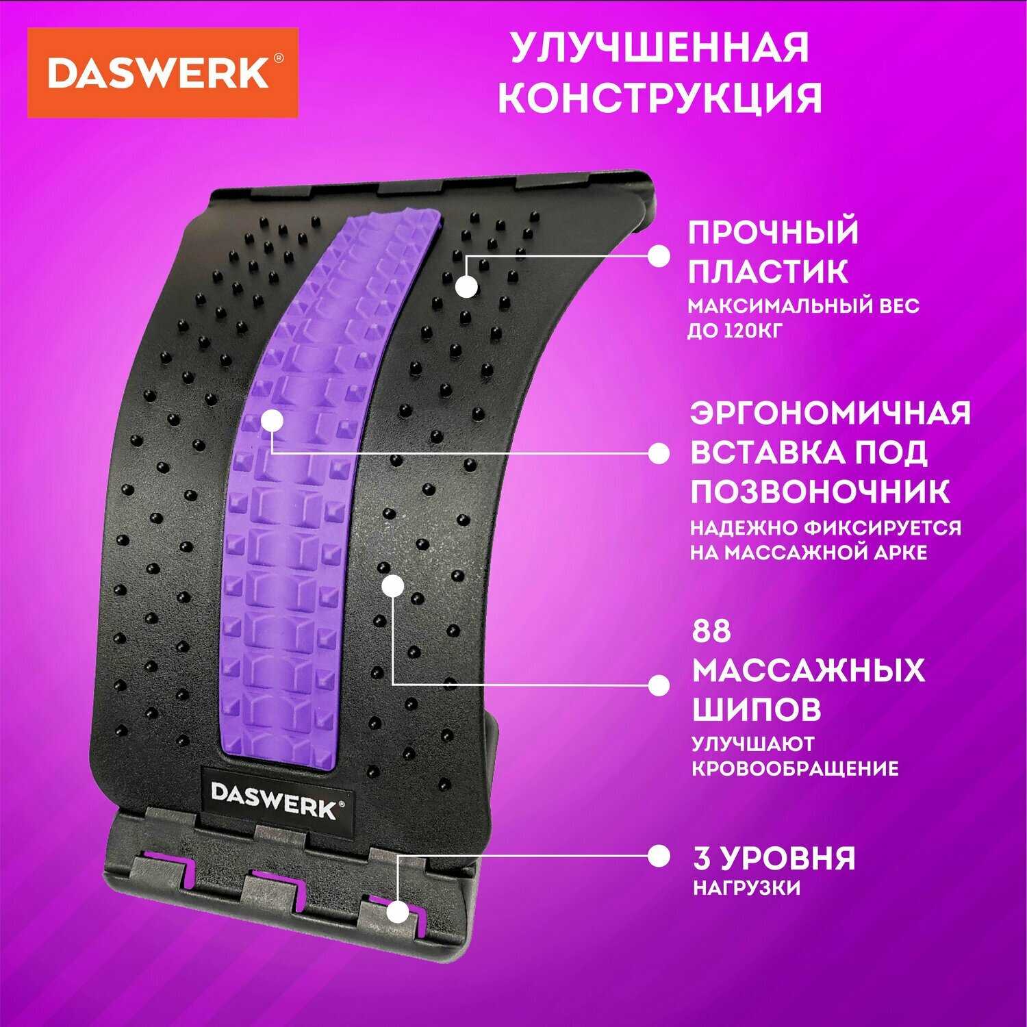 Комплект 3 шт DASWERK Массажер для спины/мостик для растяжки PREMIUM (680036) фотография 15