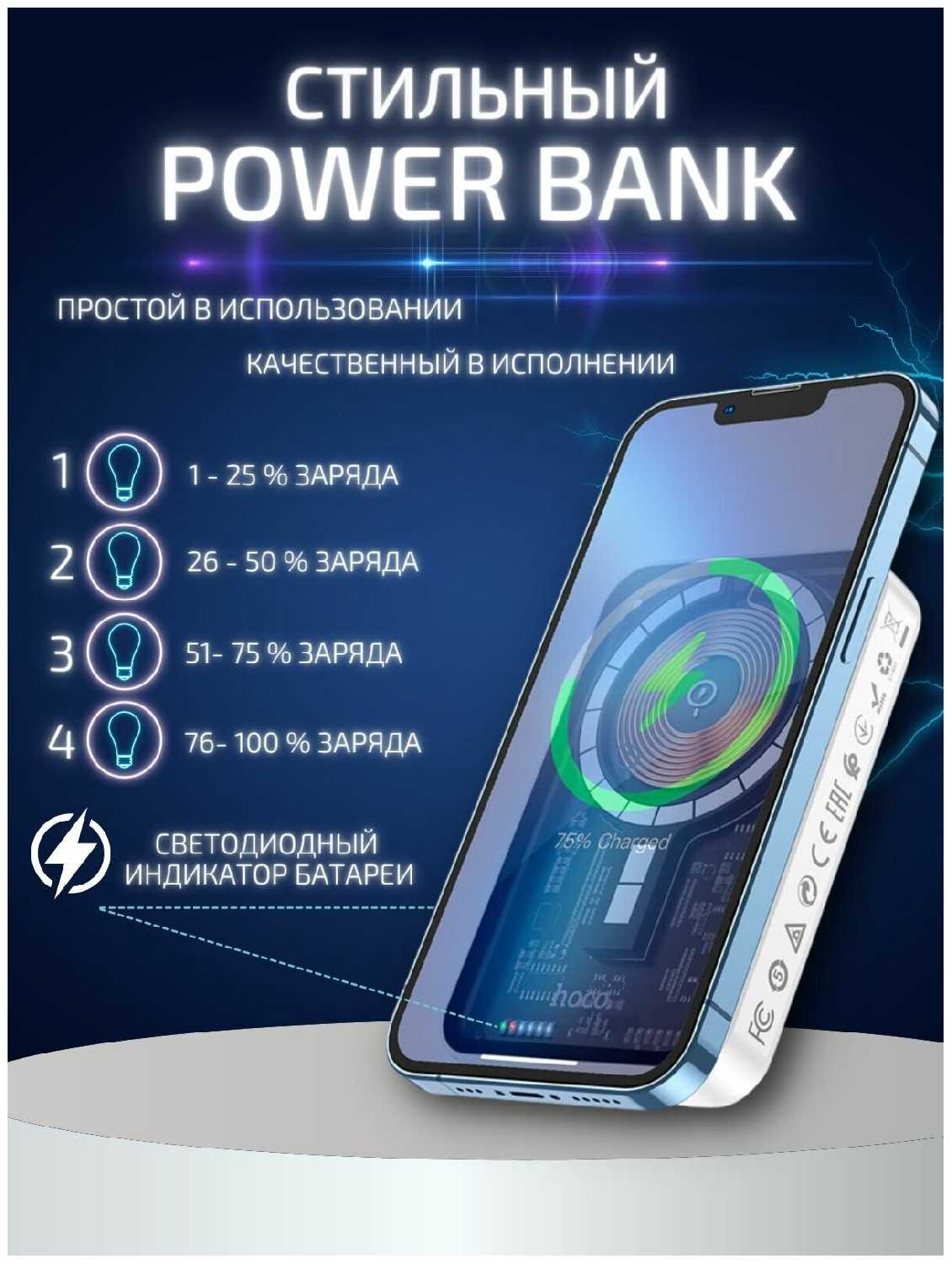 Магнитный аккумулятор HOCO Q10 PD20W (5000mAh) фотография 6