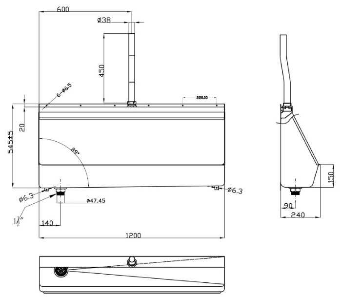 Писсуар подвесной OCEANUS 2-005.1 с вертикальным выпуском фотография 1