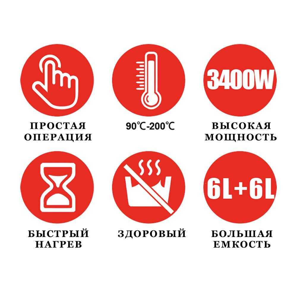 Аэрогриль электрический 12 литров с двумя чашами, Воздушная Аэрофритюрница с мощностью 3400ВТ фотография 8