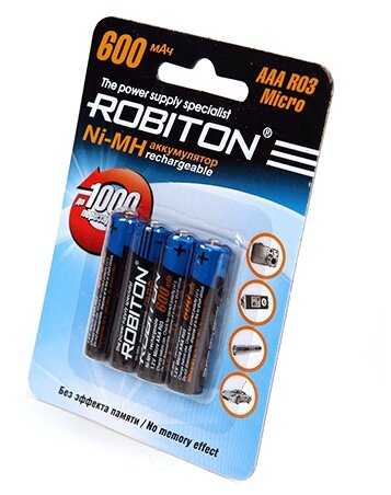 Аккумулятор Ni-Mh 600 мА·ч 1.2 В ROBITON AAA R03 Micro 600 фотография 1