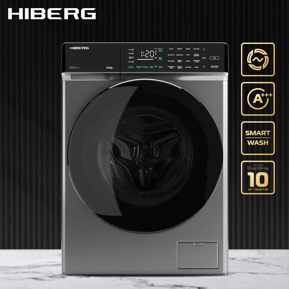 Стиральная машина HIBERG i-DDQ9 - 612 инверторная, 6 кг, 1200 об/мин, прямой привод фотография 4